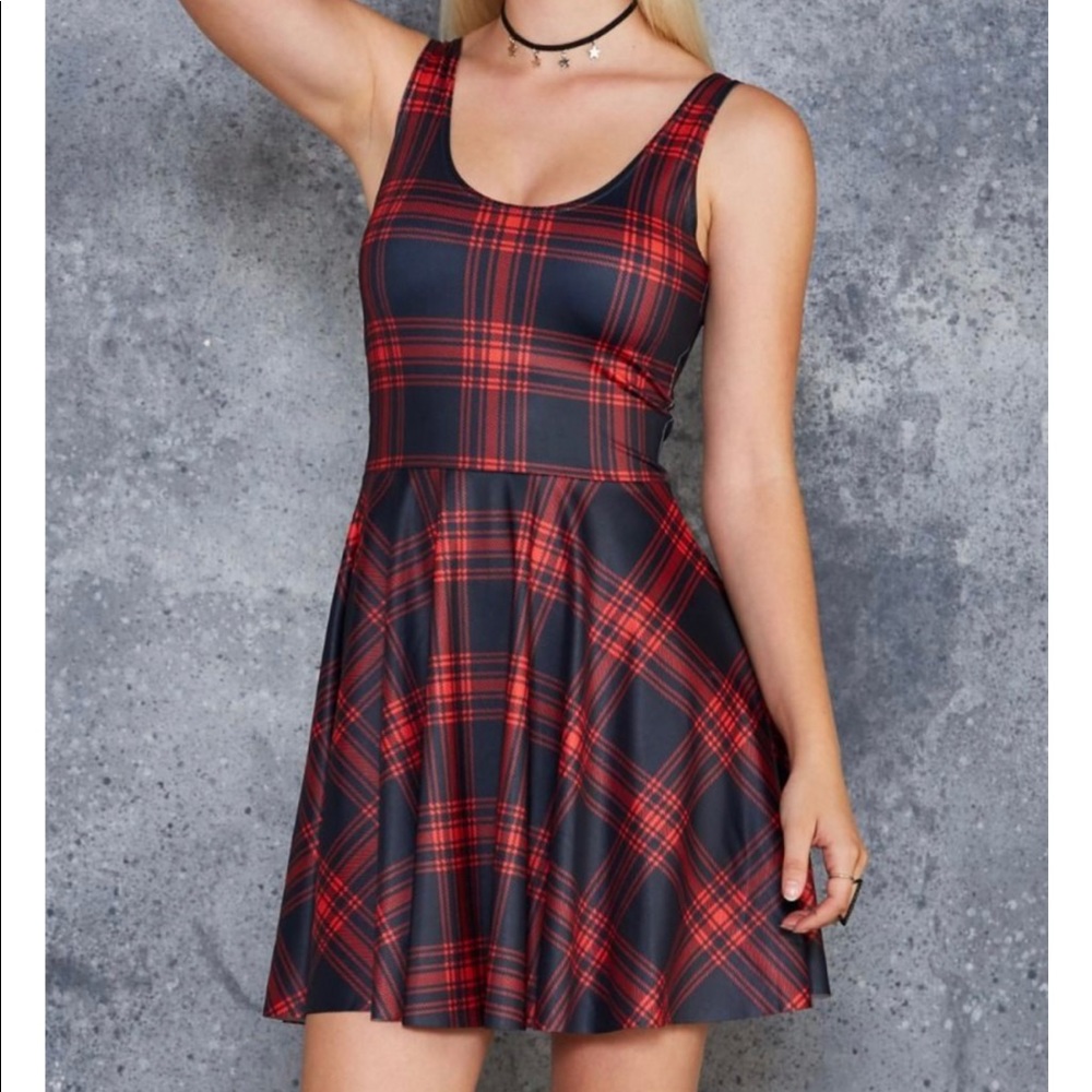 BlackMilk Tartan Punk Scoop Skater Dress
